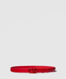 브이로고 시그니처 유광 송아지 가죽 벨트