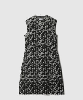 라인 참 패턴 울 블렌드 드레스