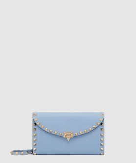 락스터드 그레인 송아지 가죽 체인 지갑