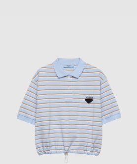 크롭 스트라이프 피케 폴로 셔츠