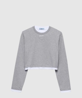 긴 소매 코튼 저지 티셔츠