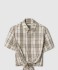 크롭 체크 코튼 셔츠