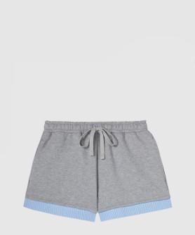 자수가 들어간 코튼 저지 반바지