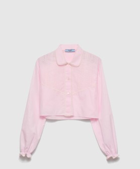 자수 크롭 바티스트 셔츠