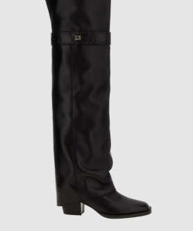 로고 장식 레더 니하이 부츠 8W8565