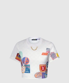 마히나 패치 프린트 크롭 톱