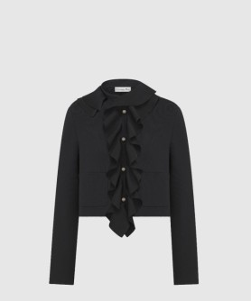 크롭 재킷 탈착식 루싱 칼라