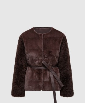 Jouillat 합성 소재 테디 쇼트 다운 재킷