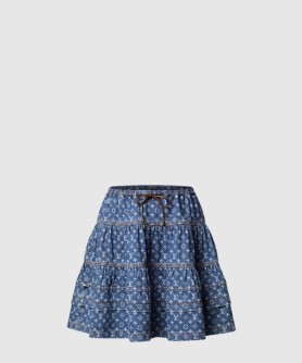 모노그램 데님 티어드 스커트