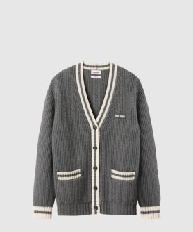 립 조직 니트 울 및 캐시미어 가디건