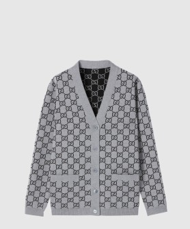 리버서블 GG 울 자카드 가디건