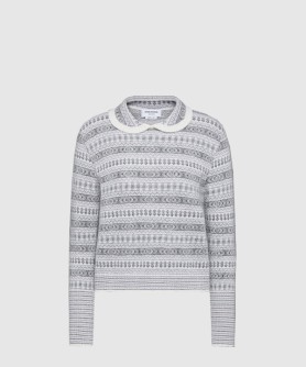 울 플란넬 모헤어 자카드 피터팬 칼라 풀오버