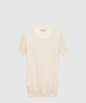 실크와 코튼 크루넥 스웨터