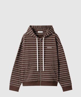 스트라이프 코튼 플리스 후디 재킷